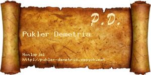 Pukler Demetria névjegykártya